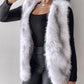 Tie Dye Pattern Open Front Fluffy Vest Coat