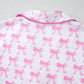 Pink Bowknot Printed Short Sleeve and Ruffled Shorts Valentines Pajama Set