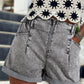 Gray Zipped Light Wash Cuffed Edge Denim Shorts