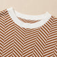 Coffee Contrast Edge Crew Neck Drop Shoulder Sweater