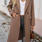 Dark Khaki Single Breasted Lapel Collar Flap Pocketed Overcoat