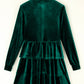 Evergreen Velvet High Neck Tiered Ruffle Mini Dress