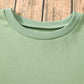 Smoke Green Solid O Neck High Low Hem Pullover Sweatshirt