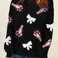 Black Crawfish Bow Sequin Patched Graphic Sweatshirt