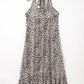 Brown Leopard Printed Halter Neck Backless Ruffled Hem Maxi Dress