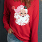 Red Santa Claus Graphic Crewneck Raglan Sleeve Christmas Sweatshirt