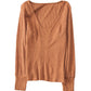 Brown U Neck Textured Long Sleeve Top