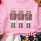 Pink Christmas Nutcracker Graphic Pullover Sweatshirt