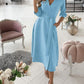 Lantern Sleeve Casual Shirt Dress