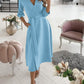 Lantern Sleeve Casual Shirt Dress