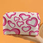 Pink Valentines Fashion Heart Printed Canvas Cosmetic Bag