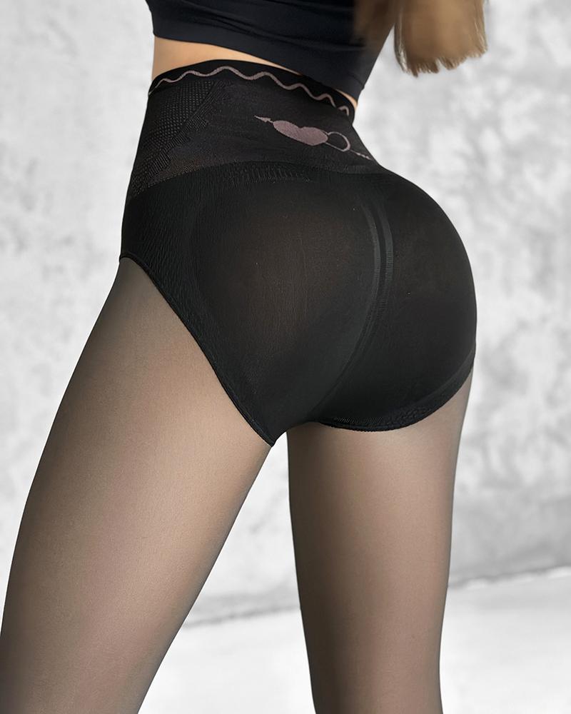 ChicMe ShapeLift Transparent Butt Lifting Tight Fleece Lined Tummy Control Thick High Waist Elasticity Thermal Pantyhose Warm Leggings