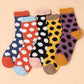 Grapefruit Orange Polka Dot Color Block Thick Soft Crew Socks