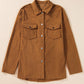 Brown Textured Flap Pocket Drop Shoulder Shacket