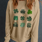 Khaki Diverse Clover Printed St Patrick Fashion Sweatshirt