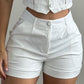 Hollow Out Buttoned Vest Top & Shorts Set