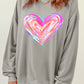 Gray Valentines Brushwork Heart Graphic Drop Shoulder Sweatshirt