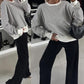 Striped Long Sleeve Crew Neck Oversized Sweatshirt Casual Loose Pullover Top