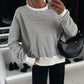 Striped Long Sleeve Crew Neck Oversized Sweatshirt Casual Loose Pullover Top