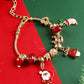 Racing Red Christmas Pendant Adjustable Plated Beaded Bracelet