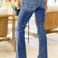 Sky Blue Slight Distressed Medium Wash Flare Jeans