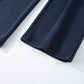 Navy Blue Solid Color Collared Sweatshirt and High Waist Pants Set