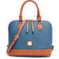 Ashleigh Blue Color Contrast PU Leather Zipper Tote Bag