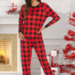 Fiery Red Christmas Reindeer Printed Long Sleeve Lounge Set