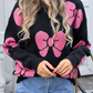 Black Valentine Bowknot Knitted Round Neck Fashion Sweater