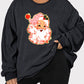 Black Plus Size Santa Claus Patched Textured Sweatshirt