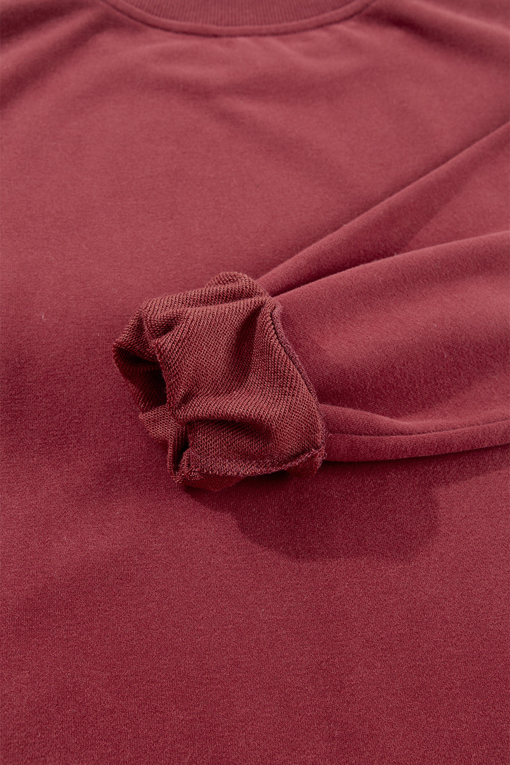 Burgundy Plain Drop Shoulder Crewneck Pullover Sweatshirt