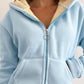 Zip Up Kangaroo Pocket Design Fleece Lined Thermal Hoodie