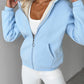 Zip Up Kangaroo Pocket Design Fleece Lined Thermal Hoodie