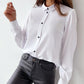 Turn down Collar Button Front Tied Detail Shirt Top