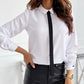 Turn down Collar Button Front Tied Detail Shirt Top