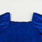 Dark Blue Shirred Ruffled Square Neck Plus Size Mini Dress