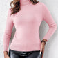 High Neck Long Sleeve Knit Sweater Fleece Lined Basic Layering Soft Thermal Top