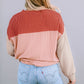 Fiery Red Color Block Long Sleeve Ribbed Loose Top