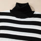 Black Stripe Slim Fit High Neck Knit Sweater