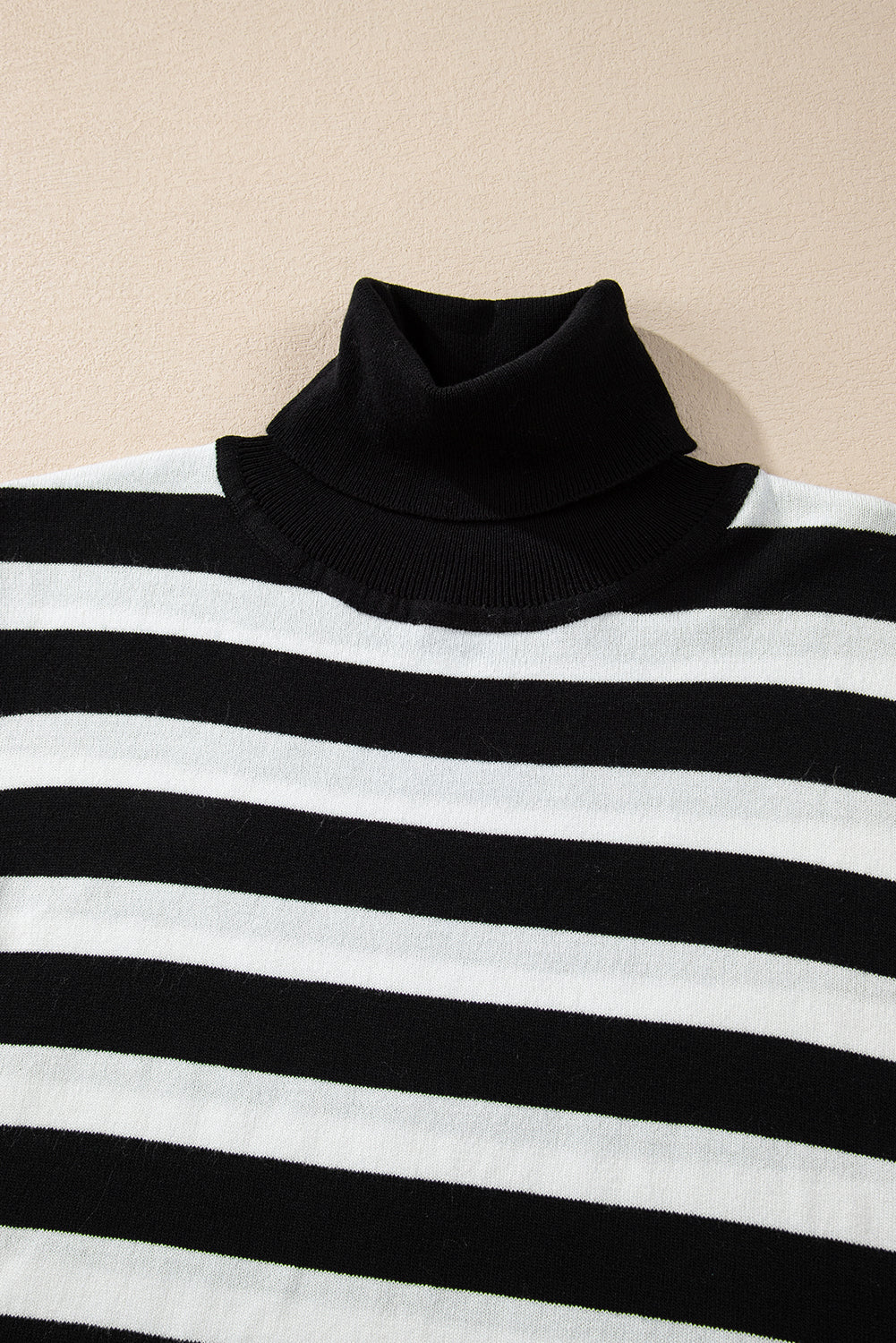 Black Stripe Slim Fit High Neck Knit Sweater