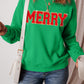 Dark Green Christmas Chenille MERRY Graphic Crew Neck Sweatshirt