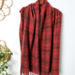 Red Dahlia Plaid Tassel Edge Warm Scarf