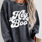 Gray Corded Hey Boo Ghost Graphic Drop Shoulder Halloween Sweatshirt