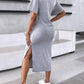 Slit Short Sleeve Round Neck Casual Dress