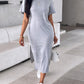 Slit Short Sleeve Round Neck Casual Dress