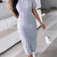 Slit Short Sleeve Round Neck Casual Dress