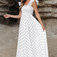 White Polka Dot Flutter Sleeve Square Neck Smocked Maxi Dress