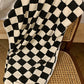 Black Fuzzy Checkerboard Bath Towel