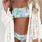 White Fashion Open Knit Hooded Beach Cover Up