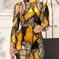 2 Piece Leopard Print Mock Neck Long Sleeve Mid Calf Dress Sheer Mesh Party Dress with Short Pants